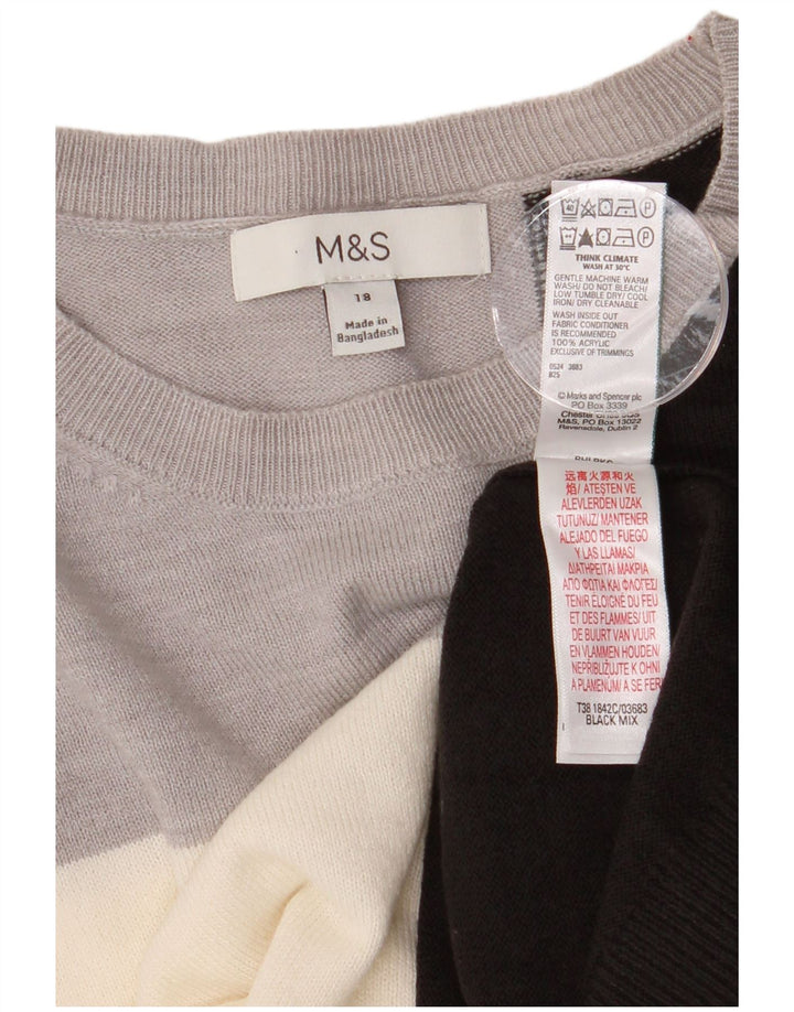 MARKS & SPENCER Womens Boat Neck Jumper Sweater UK 18 XL Multicoloured