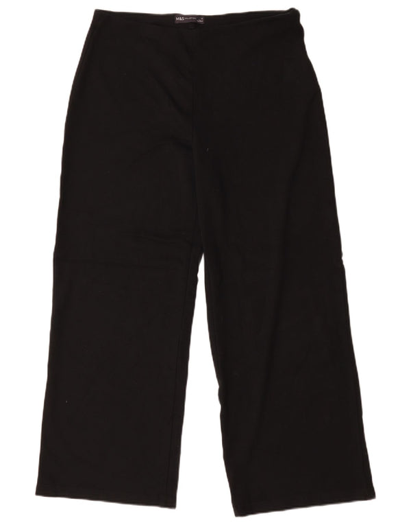 Marks & Spencer Womens Wide Leg Casual Trousers UK 14 Large W32 L28 Black