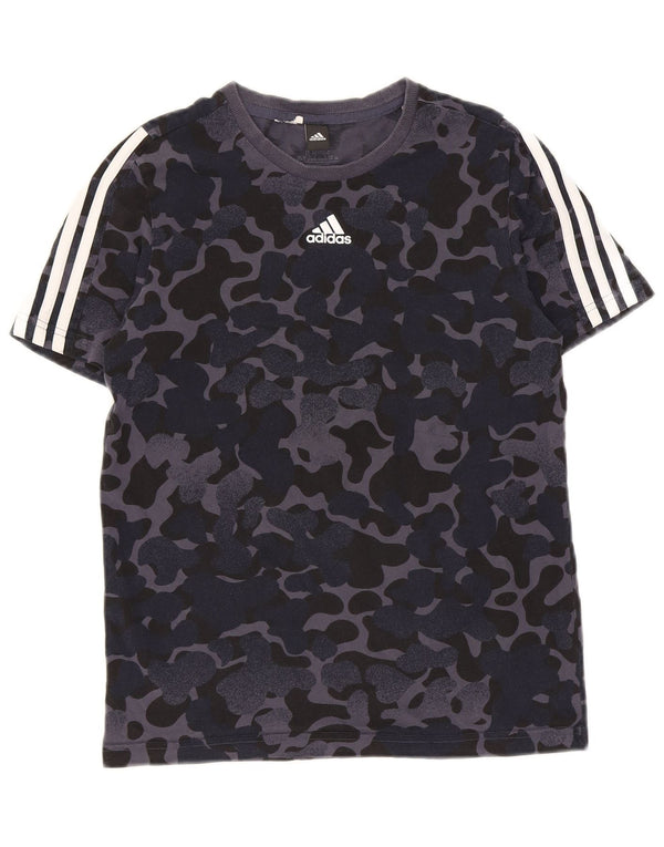 Adidas Boys Graphic T-Shirt Top 13-14 Years Blue Camouflage Cotton