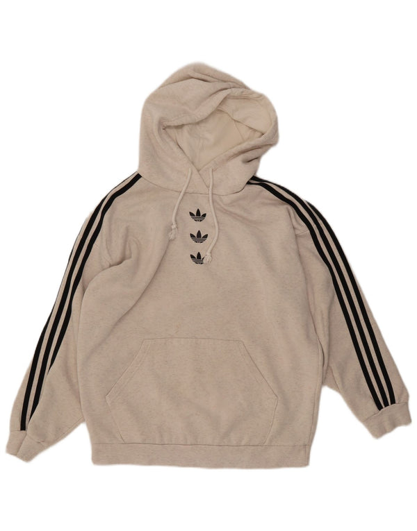 ADIDAS Womens Hoodie Jumper UK 12 Medium  Grey Cotton