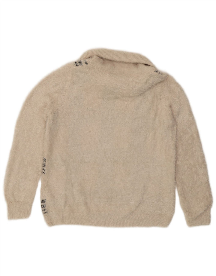 Marks & Spencer Womens Roll Neck Jumper Sweater UK 16 Large Beige Check