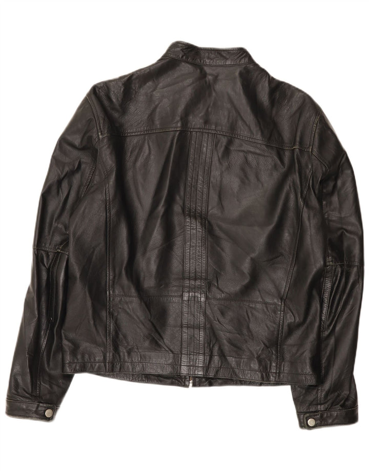 Vintage Mens Leather Jacket IT 52 XL Black