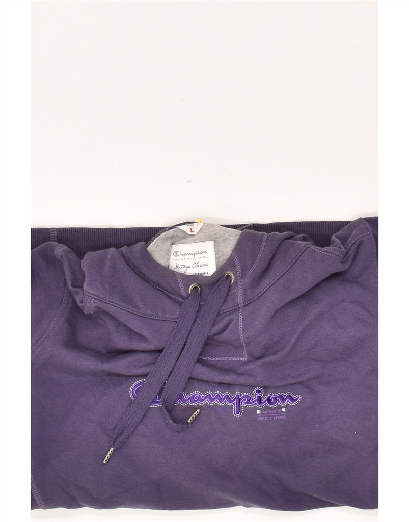 CHAMPION Womens Graphic Hoodie Jumper UK 16 Large Purple | Vintage Champion | Thrift | Second-Hand Champion | Used Clothing | Messina Hembry 