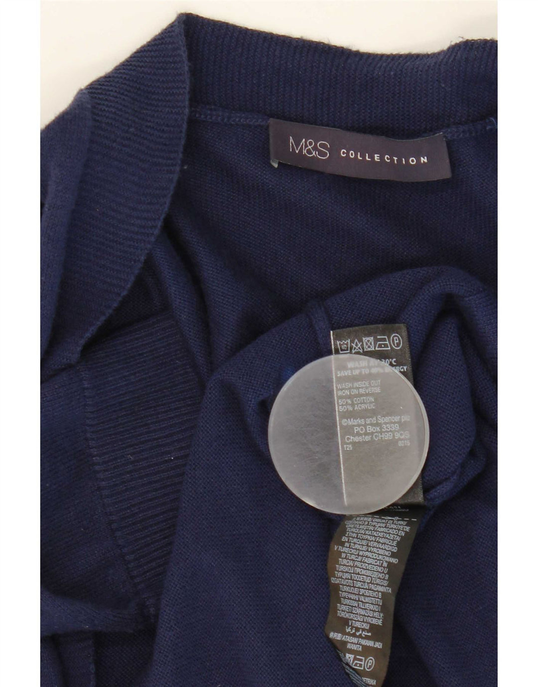 Marks & Spencer Womens Longline Cardigan Sweater UK 12 Medium Navy Blue