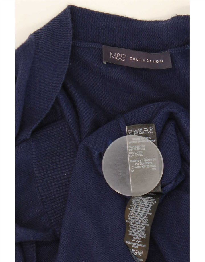 Marks & Spencer Womens Longline Cardigan Sweater UK 12 Medium Navy Blue