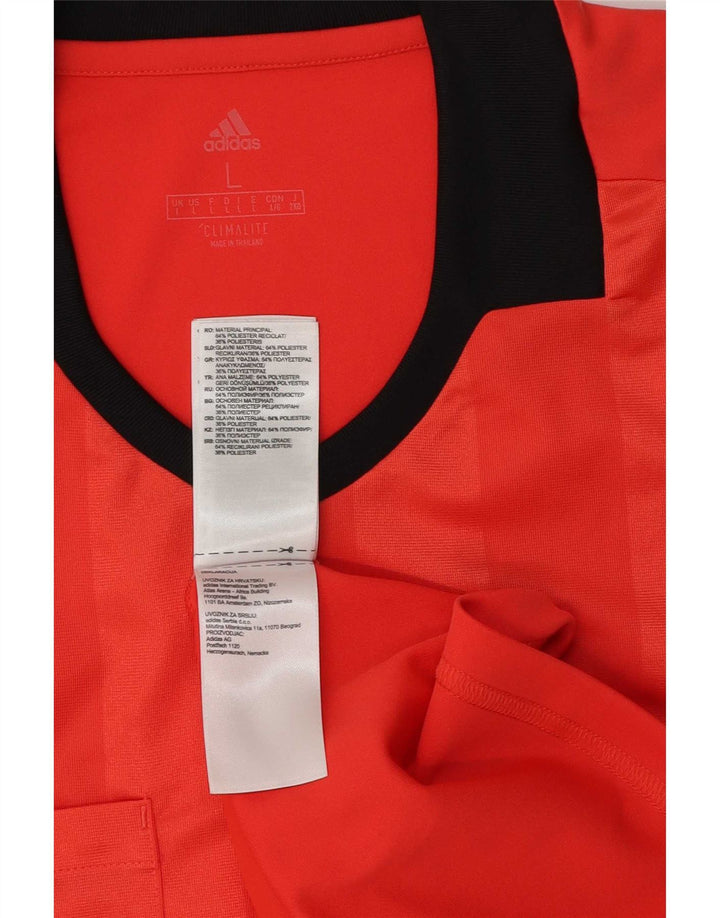 Adidas Mens T-Shirt Top Large Red Colourblock Polyester