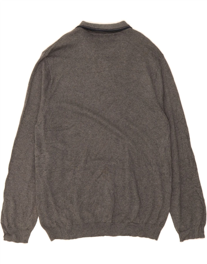 CHAPS Mens Polo Neck Jumper Sweater XL Grey Cotton Vintage Chaps and Second-Hand Chaps from Messina Hembry 