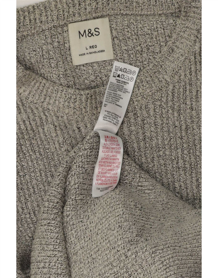 Marks & Spencer Mens Crew Neck Jumper Sweater Large Grey Polyamide