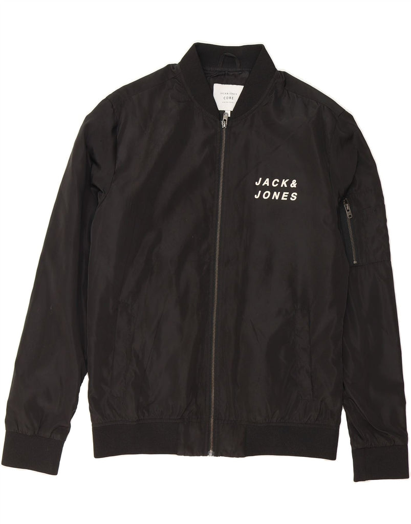 JACK & JONES Mens Bomber Jacket UK 40 Large Black Polyester Vintage Jack & Jones and Second-Hand Jack & Jones from Messina Hembry 