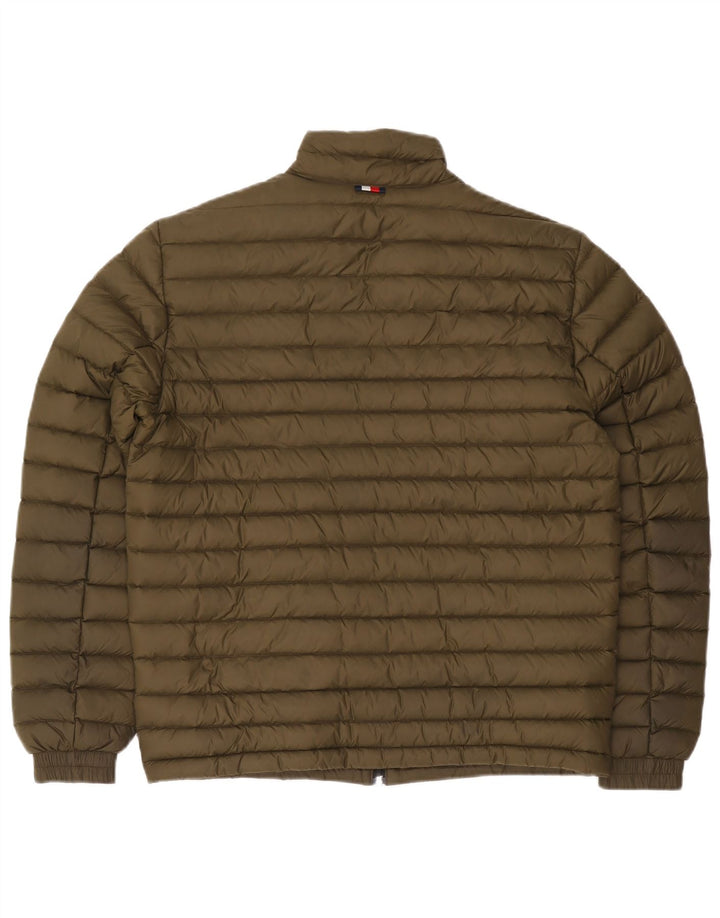 Tommy Hilfiger Womens Padded Jacket UK 14 Medium Khaki Polyamide