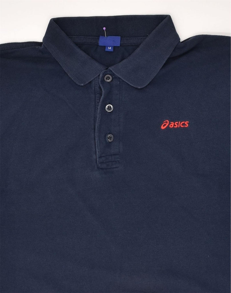 ASICS Mens Polo Shirt Medium Navy Blue Cotton | Vintage Asics | Thrift | Second-Hand Asics | Used Clothing | Messina Hembry 