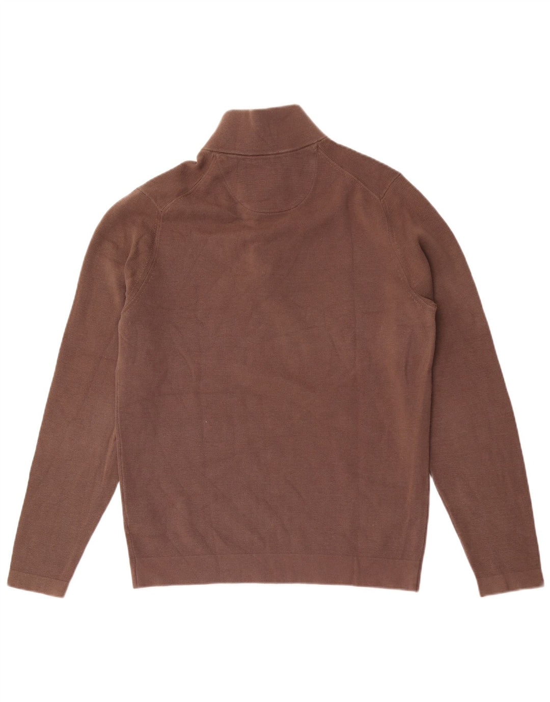 Massimo Dutti Mens Zip Neck Jumper Sweater Large Brown Cotton