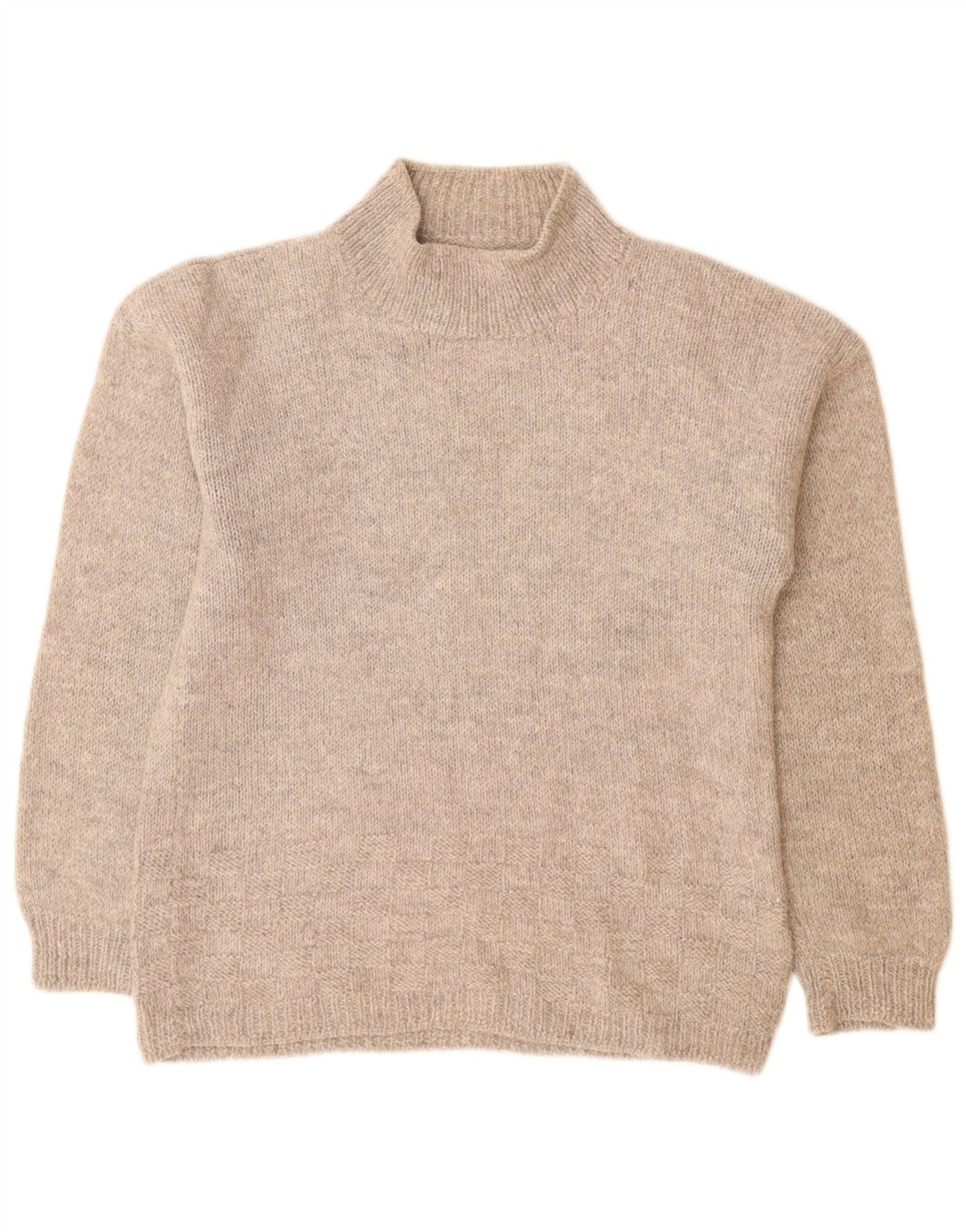 Vintage Womens Turtle Neck Jumper Sweater UK 14 Large Grey Flecked