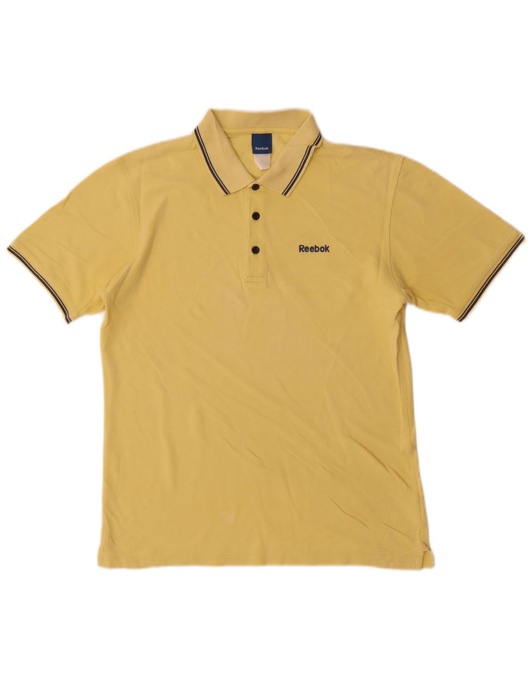 Reebok Mens Polo Shirt Small Yellow Striped Cotton