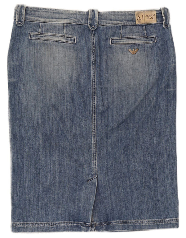 Armani Womens Denim Skirt UK 16 Large W34 Blue Cotton