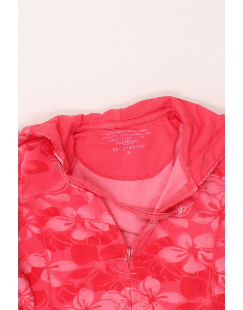 EDC Womens Zip Hoodie Sweater UK 10 Small Pink Floral Cotton Vintage EDC and Second-Hand EDC from Messina Hembry 