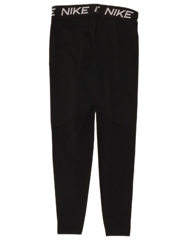 Nike Womens Dri Fit Graphic Leggings UK 14 Large  Black Polyester