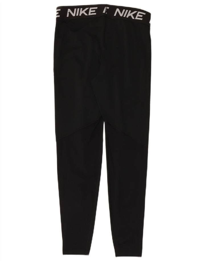 Nike Womens Dri Fit Graphic Leggings UK 14 Large  Black Polyester