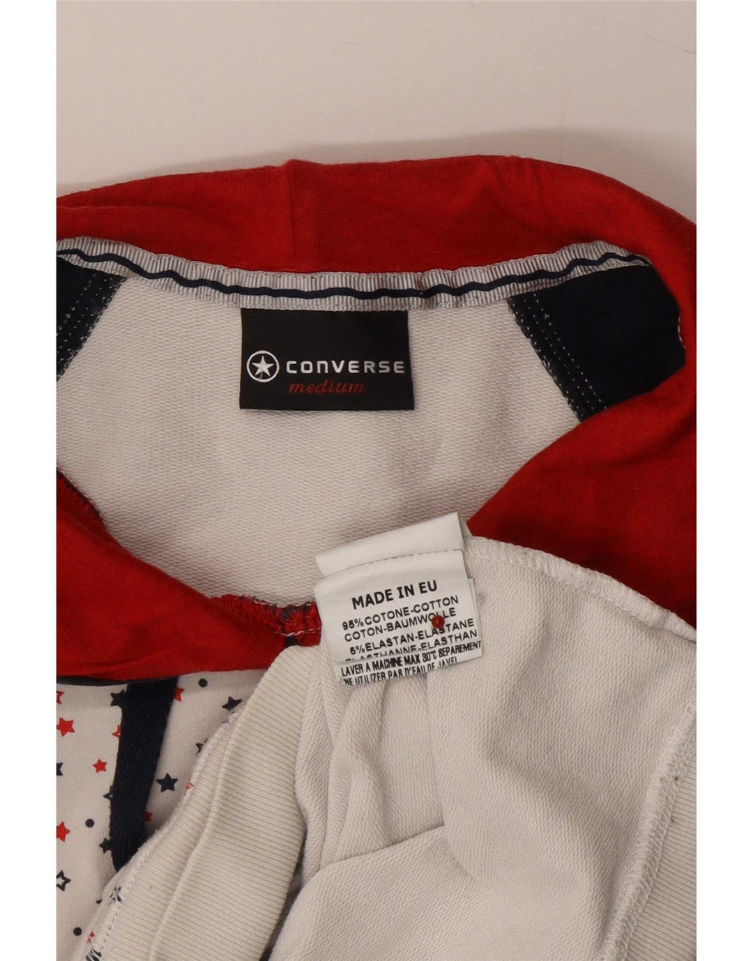 Converse Womens Hoodie Jumper UK 12 Medium White Colourblock