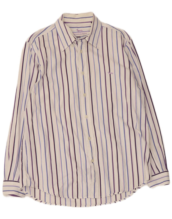 Harmont & Blaine Mens Shirt XL White Pinstripe Cotton