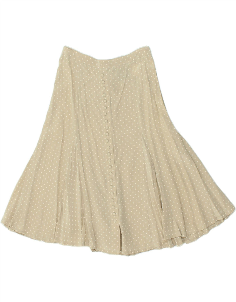 MADELEINE Womens A-Line Skirt UK 10 Small W26  Beige Polka Dot Silk Vintage Madeleine and Second-Hand Madeleine from Messina Hembry 