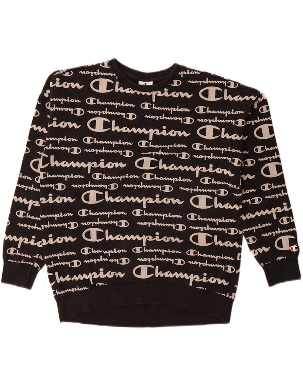 Champion Girls Graphic Sweatshirt Jumper 15-16 Years 2XL Black