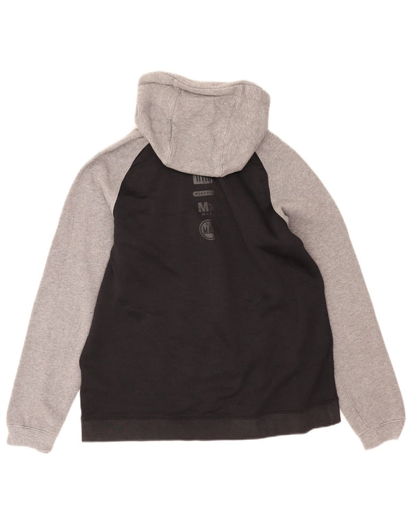 Nike Mens Graphic Zip Neck Hoodie Jumper Medium Grey Colourblock Cotton