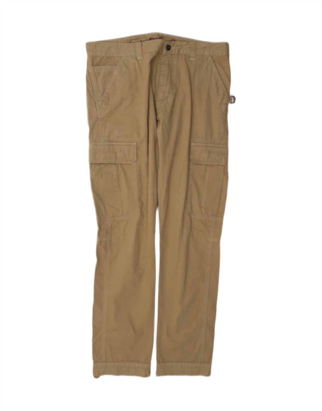 Murphy & Nye Mens Straight Cargo Trousers W36 L32 Beige Cotton