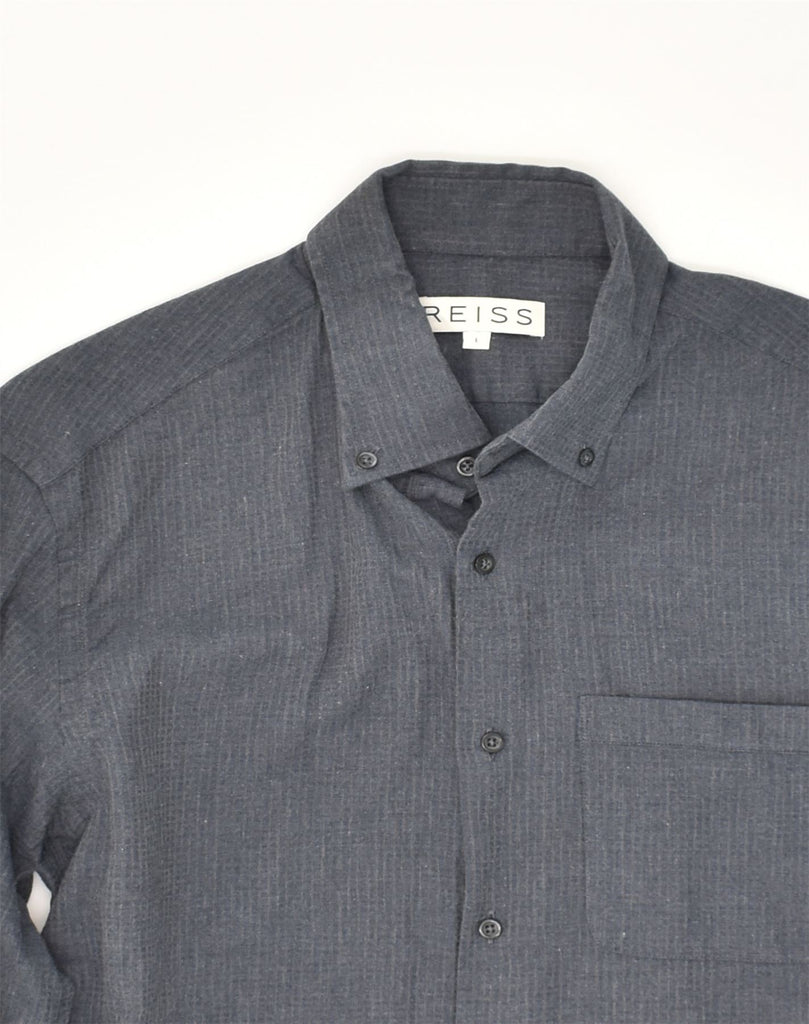 REISS Mens Slim Shirt Large Grey Cotton | Vintage Reiss | Thrift | Second-Hand Reiss | Used Clothing | Messina Hembry 