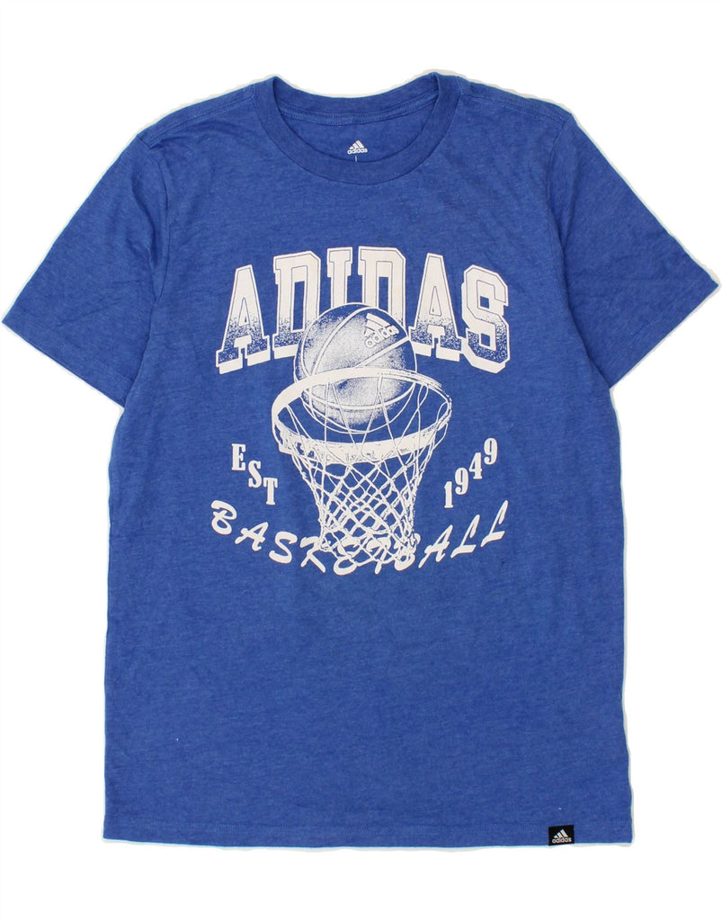 ADIDAS Boys Regular Fit Graphic T-Shirt Top 14-15 Years Large Blue Cotton Vintage Adidas and Second-Hand Adidas from Messina Hembry 