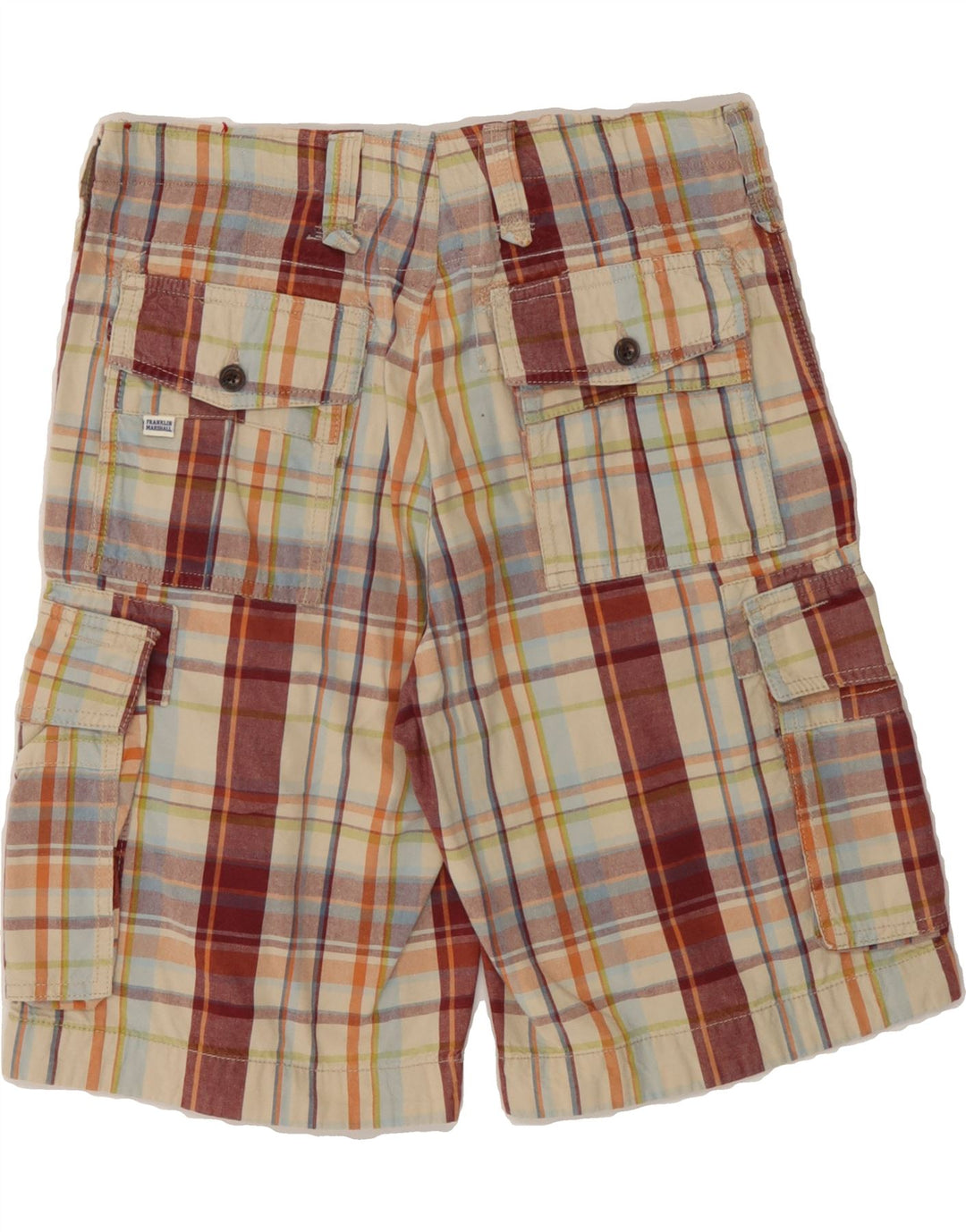 FRANKLIN & MARSHALL Mens Cargo Shorts W29 Small Multicoloured Check Vintage Franklin & Marshall and Second-Hand Franklin & Marshall from Messina Hembry 