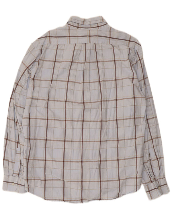 Trussardi Jeans Mens Shirt XL Blue Check Cotton