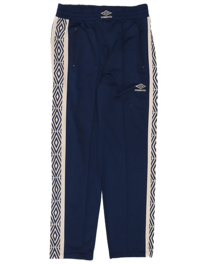 UMBRO Mens Graphic Tracksuit Trousers XL Navy Blue Colourblock Polyester
