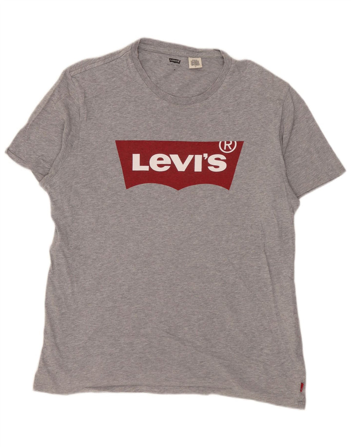 Levi's Mens Graphic T-Shirt Top Medium Grey Flecked Cotton