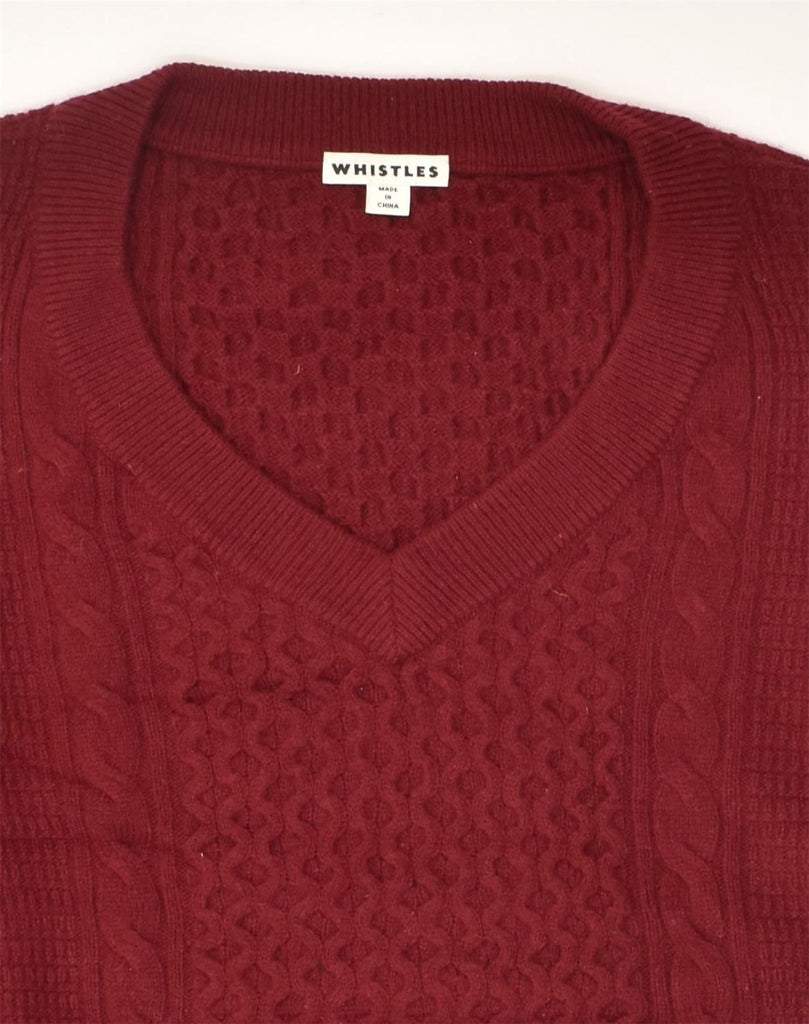 WHISTLES Womens V-Neck Jumper Sweater UK 20 2XL Burgundy | Vintage Whistles | Thrift | Second-Hand Whistles | Used Clothing | Messina Hembry 