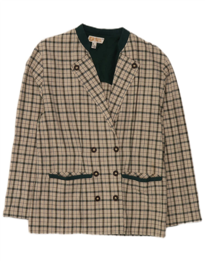 Vintage Womens Double Breasted Blazer Jacket EU 38 Medium Off White Check