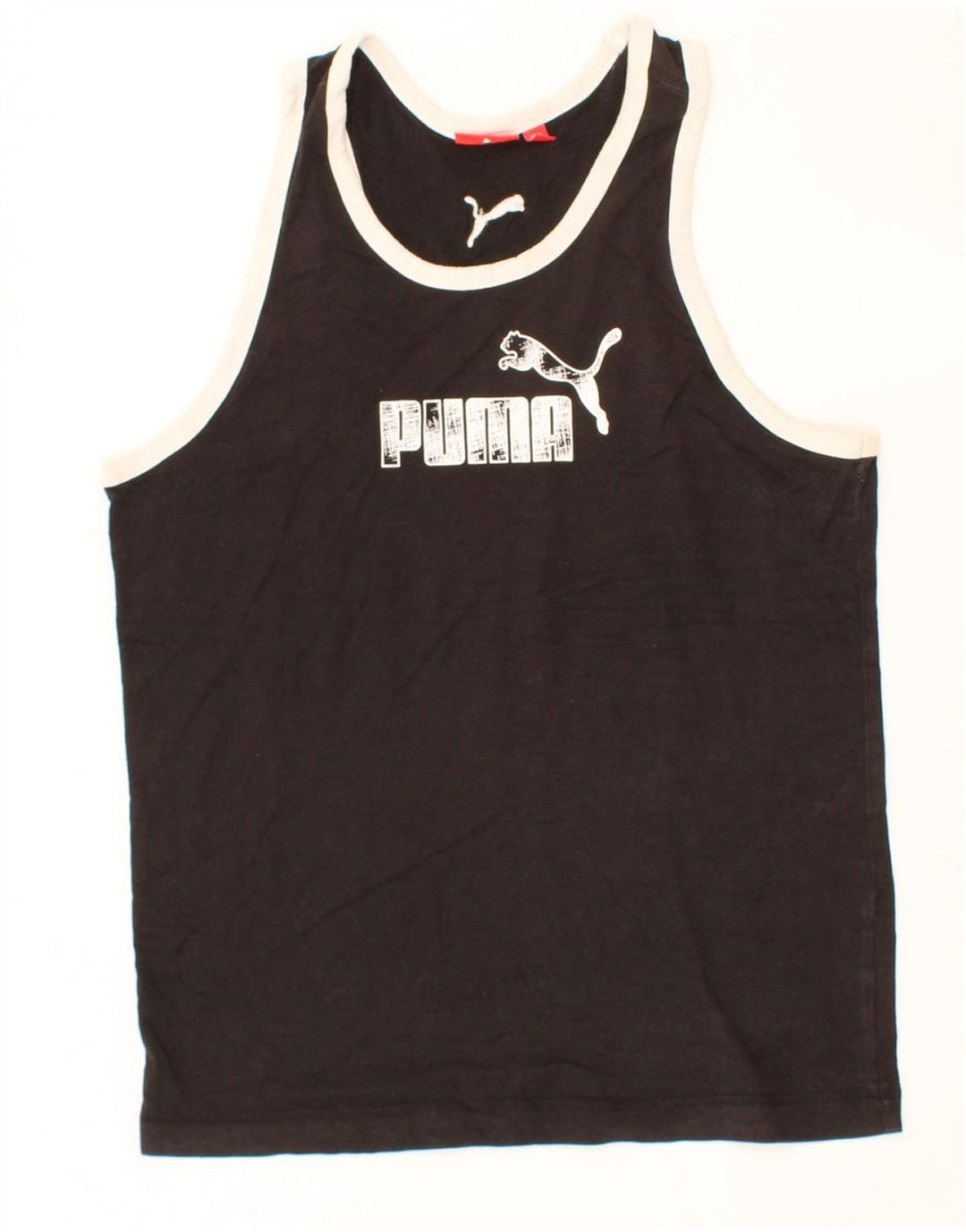 PUMA Womens Graphic Vest Top UK 14 Medium Black Cotton Vintage Puma and Second-Hand Puma from Messina Hembry 