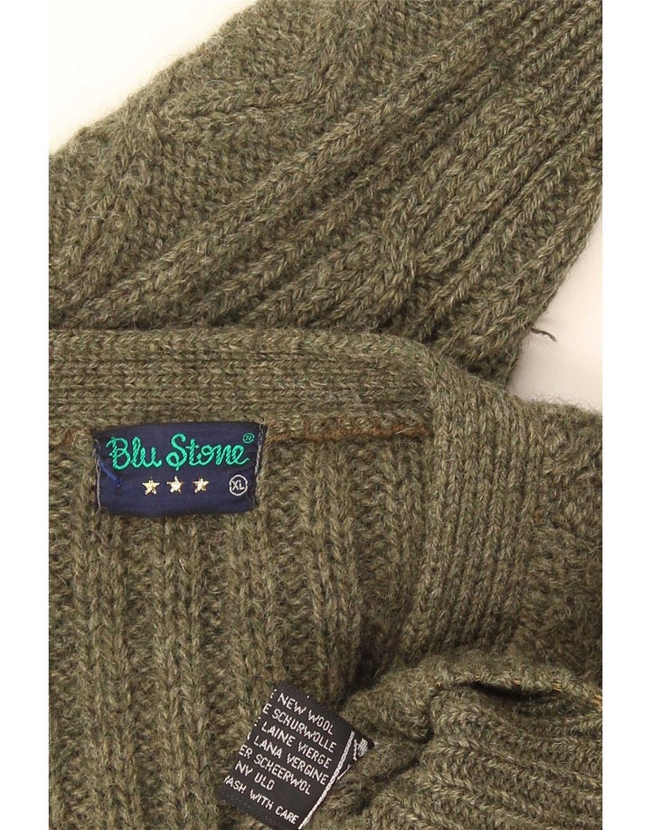 Vintage Mens Cardigan Sweater XL Green New Wool