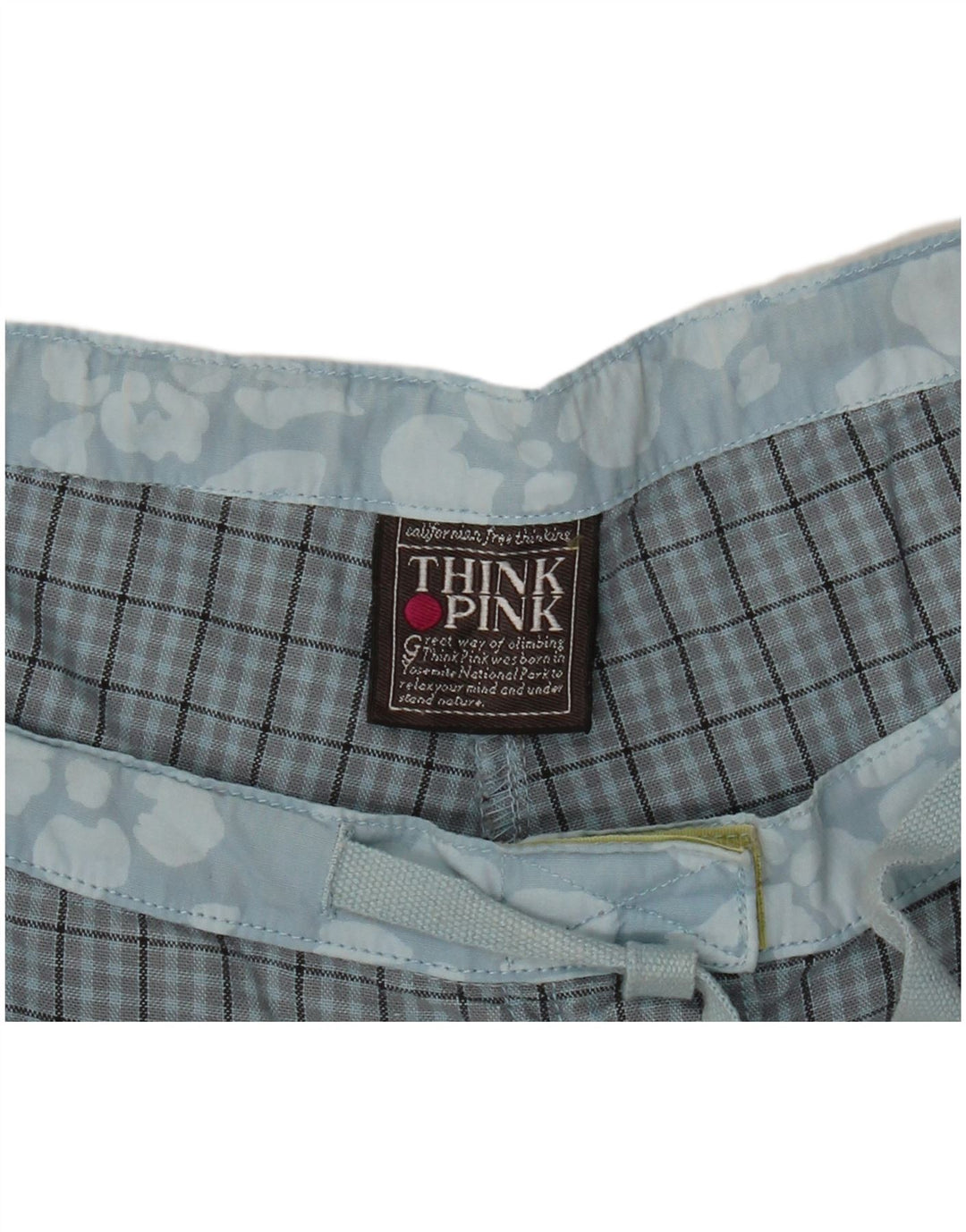 Think Pink Womens Capri Trousers W32 L21 Blue Check