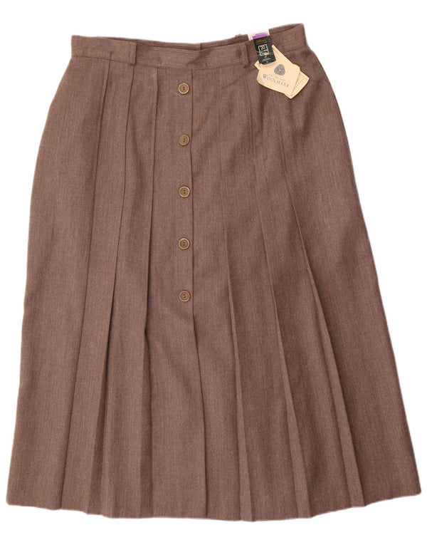 St. Bernard Womens Midi Pleated Skirt UK 20 2XL W34 Brown Wool