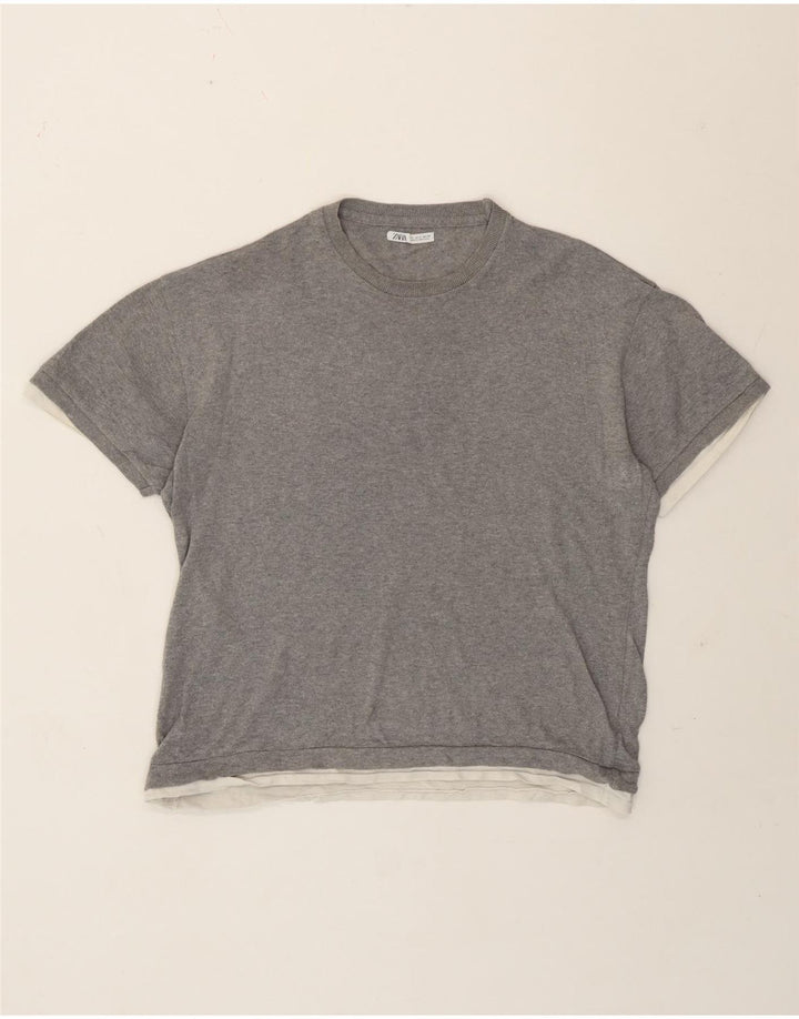 Zara Mens T-Shirt Top Small Grey
