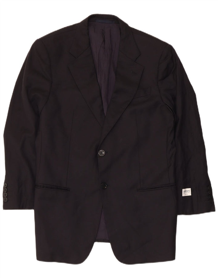 Armani Collezioni Mens 2 Button Blazer Jacket IT 50 Large Black Wool