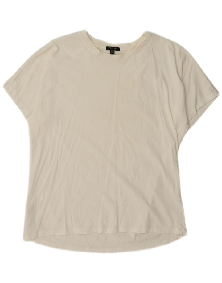 Massimo Dutti Womens Oversized T-Shirt Top UK 10 Small White Cotton