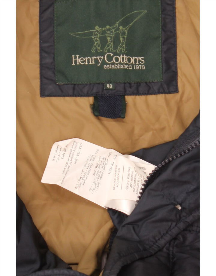 Henry Cottons Mens Hooded Padded Jacket IT 48 Medium Navy Blue