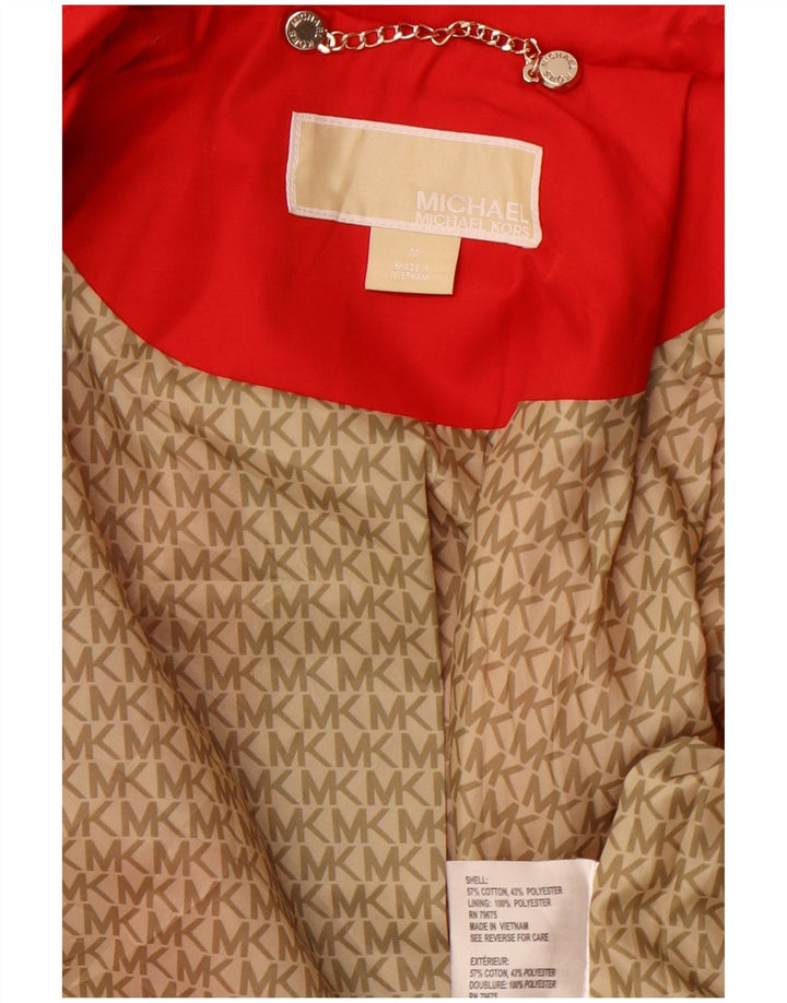 MICHAEL KORS Womens Trench Coat UK 12 Medium Red Cotton