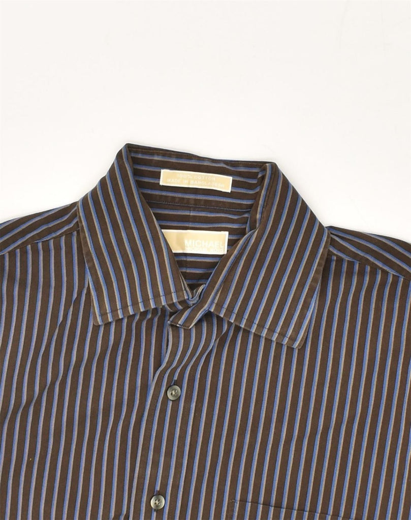 MICHAEL KORS Mens Shirt Medium Brown Striped Cotton | Vintage Michael Kors | Thrift | Second-Hand Michael Kors | Used Clothing | Messina Hembry 