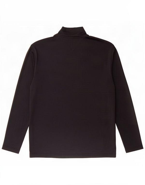 Tommy Hilfiger Mens Zip Neck Top Long Sleeve Large Black Polyester