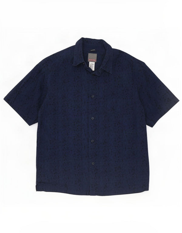 Quiksilver Boys Short Sleeve Shirt 15-16 Years Large Navy Blue Geometric