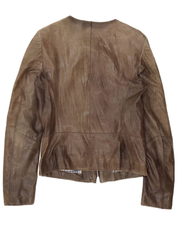 Vintage Womens Leather Jacket UK 10 Small Brown