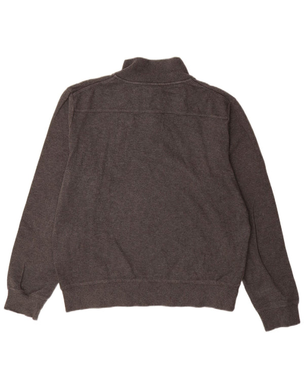 GANT Mens Zip Neck Sweatshirt Jumper Large Grey Cotton